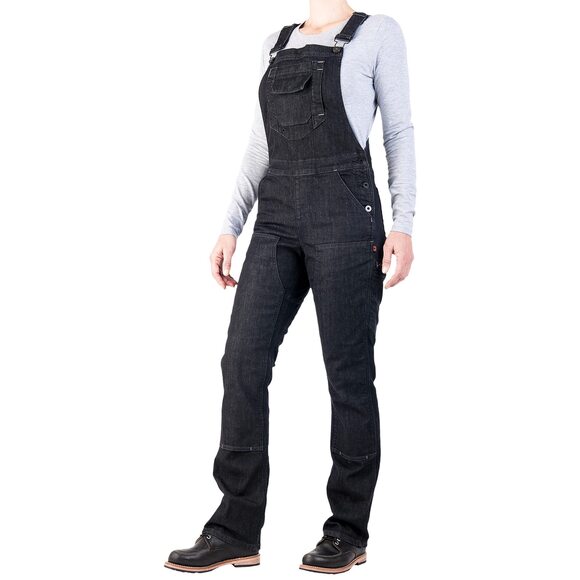 Dovetail Workwear Freshley Overalls Black Denim 22 32